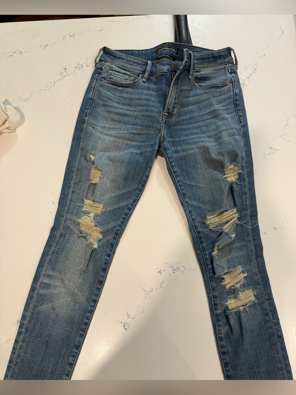 Abercrombie & Fitch Blue Ripped Skinny Jeans